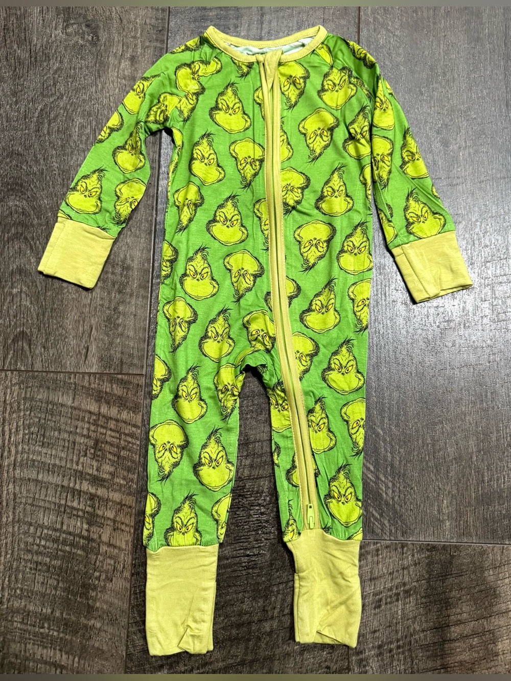 Bamboo Baby Christmas Zipper Sleeper Green • Mr. Grinch • Print 6-12 m